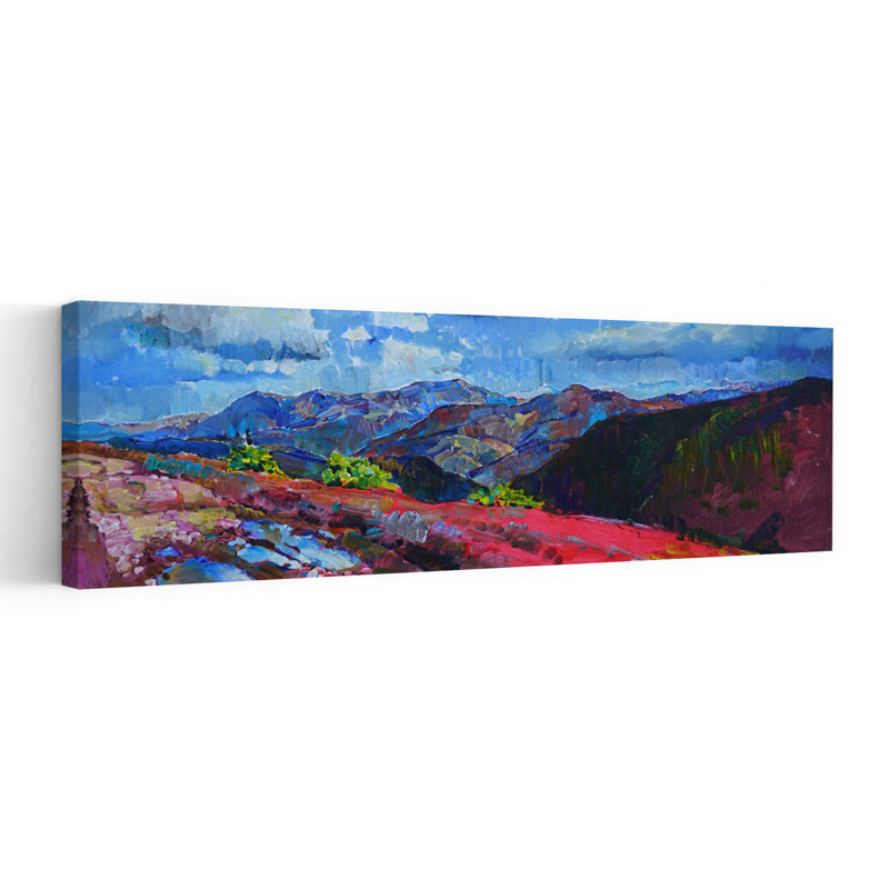 «Vibrant Mountain Landscape», art contemporain contemporain, H 48 po x l 16 po