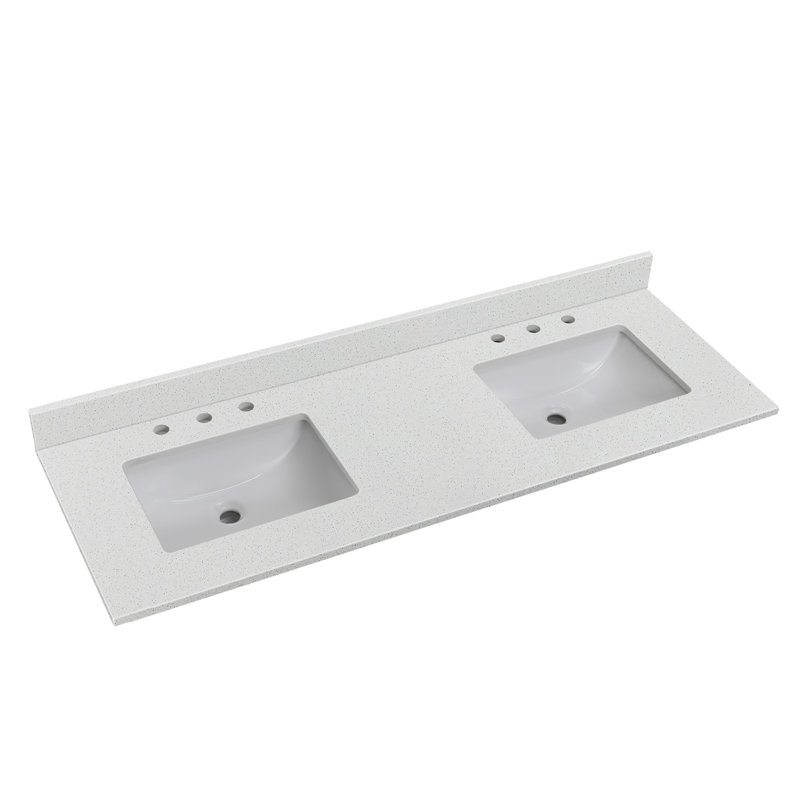 72" Quartz Double Bathroom Vanity Top with Sink（No Cabinet)