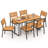 7 Pcs Outdoor Dining Set For 6 Acacia Wood Rectangular Table & 6 Armless Chairs