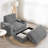 42" Oversized Upholstered  Sleeper Chair Chaise Lounge with Storage Ottoman and Armrests,Cup Holders-1750323351