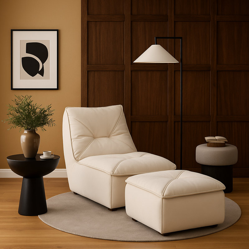 Chauffeuse surdimensionnée sans accoudoirs, canapé-lit ergonomique paresseux, siège de canapé avec repose-pieds avec repose-pieds (chocolat crème)
