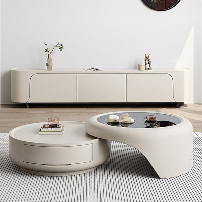 Ensemble de tables basses et d'armoires de télévision de style crème