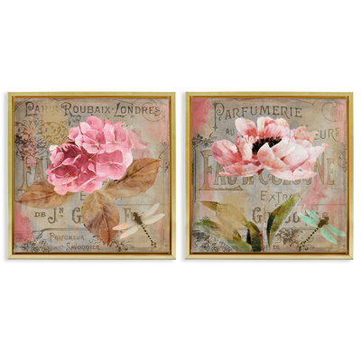 Ensemble de cadres flottants 2 pièces Vintage Collage French Florals, design par Sasha