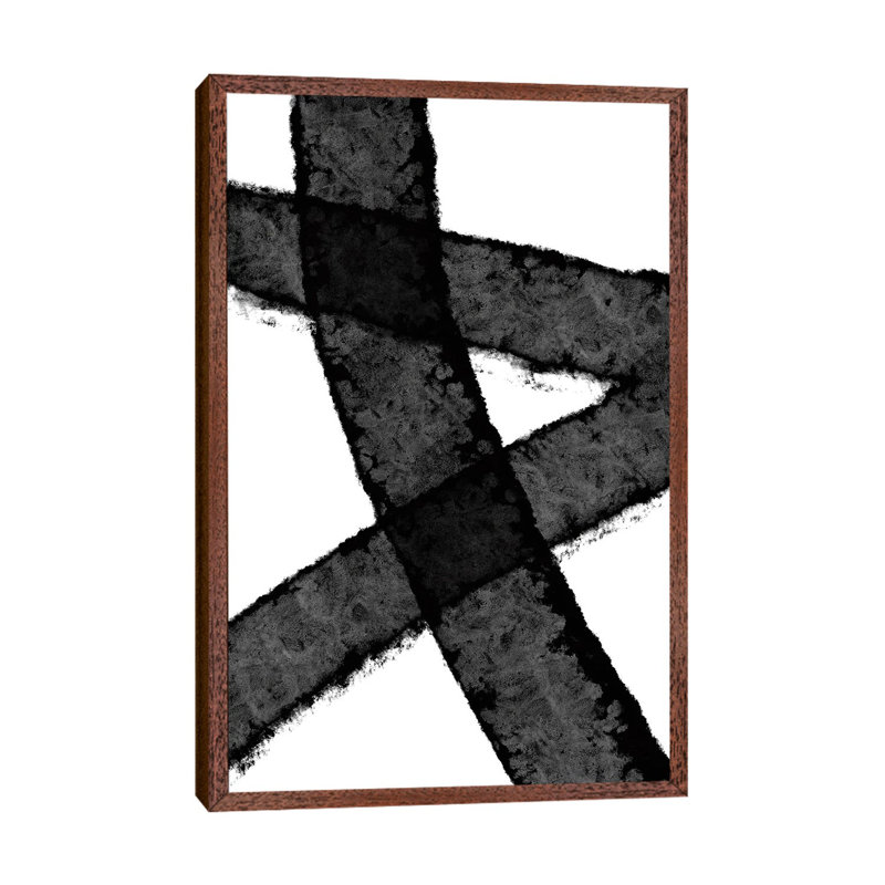 Mid Century Black - Print on Canvas, Classic Brown Wood Framed, 101.6 cm H x 66.04 cm W