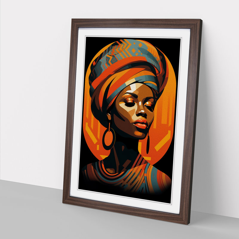 African Woman Op - Framed Print, Walnut Framed, 46cm H x 34cm W x 2cm D