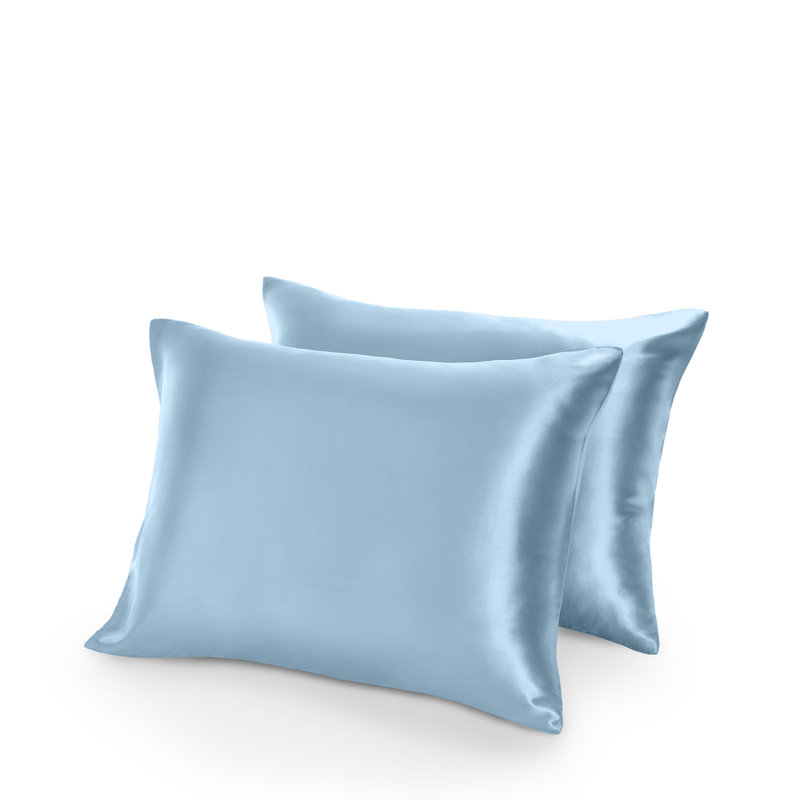 Soft Poly Satin Pillowcase Set, Light Blue