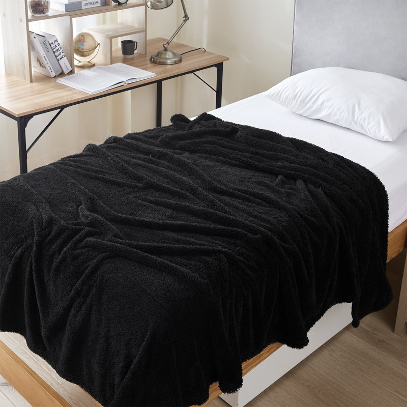 Blanketry Coma Inducer Sherpa Oversized Throw Blanket, Black