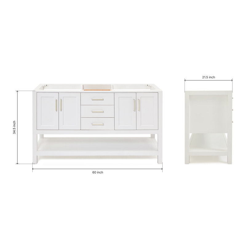 60'' W Double Bathroom Vanity Base, White