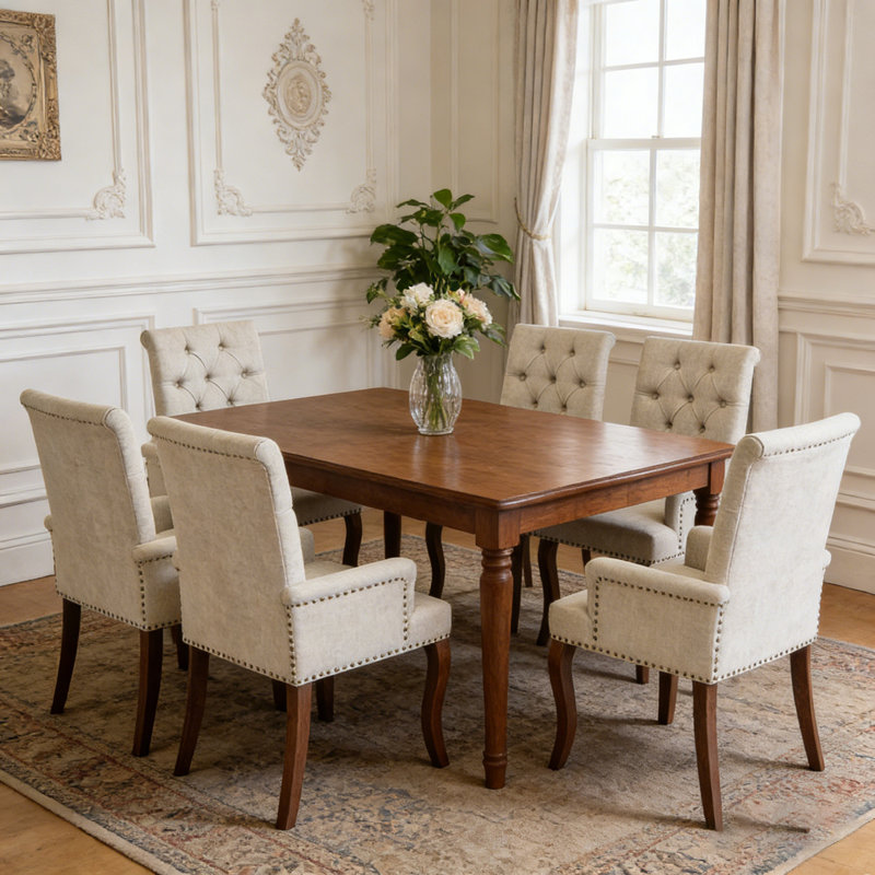 Upholstered Chenille Fabric Accent Dining Chair, Beige