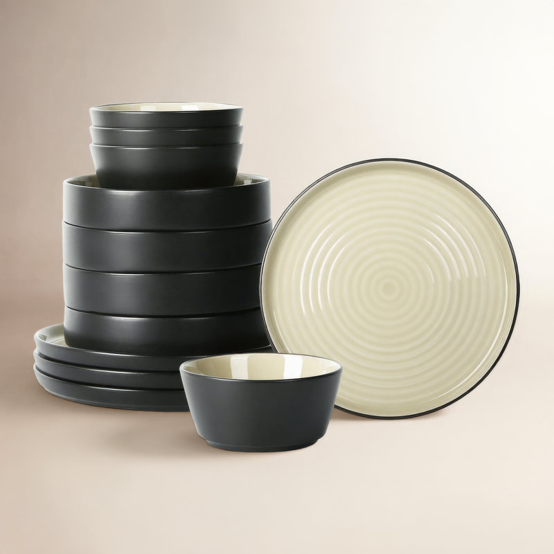 Stone Lain Elica 12-Piece Dinnerware Set Stoneware, Beige