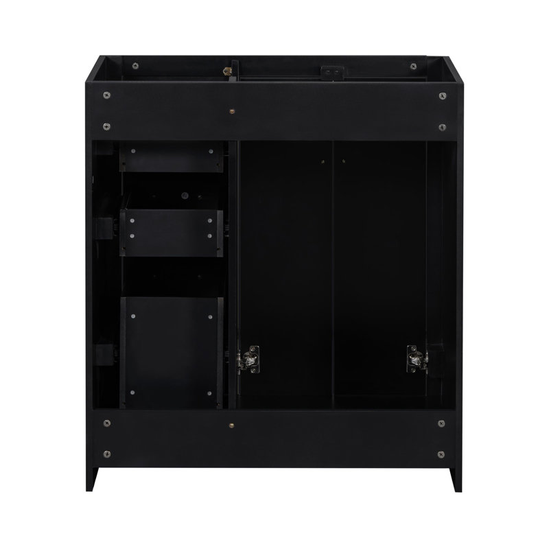Meuble-lavabo de 30 po sans lavabo, armoire de rangement en bois massif seulement, Noir, noir, noir, noir