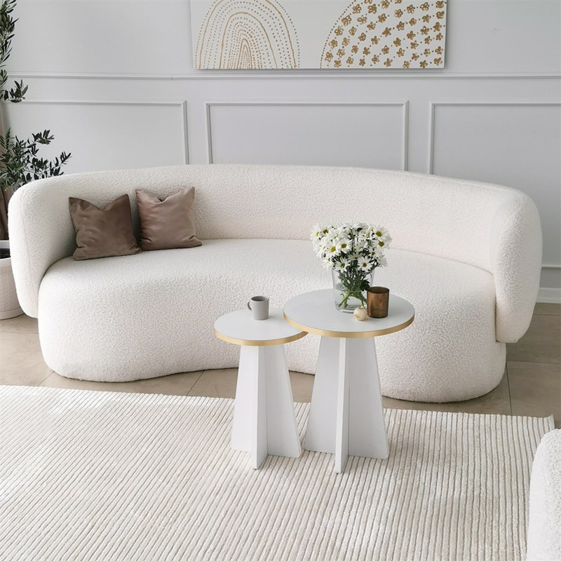 Ensemble de tables basses, Doré / Blanc