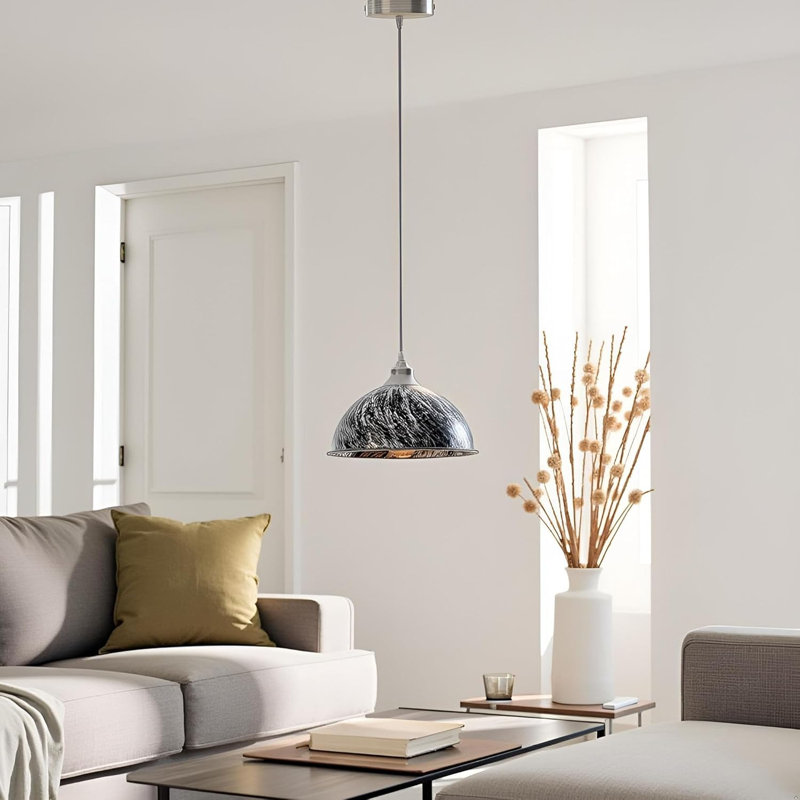 1 - Light Dome Pendant, Brushed Silver