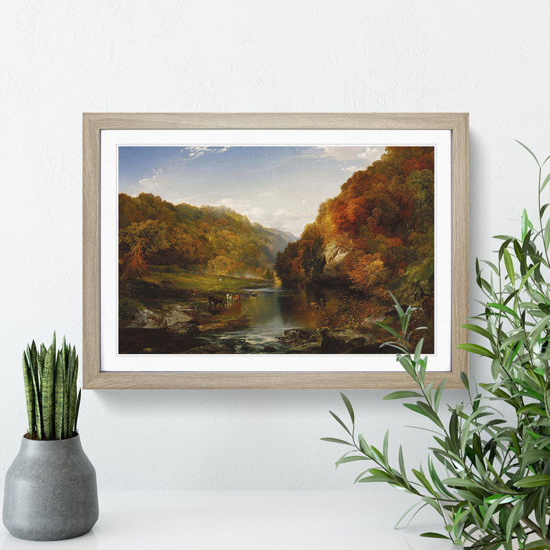 The Hudson River Vol.2 by Thomas Cole - Picture Frame Painting, 48cm H x 65cm W x 2cm D, Oak