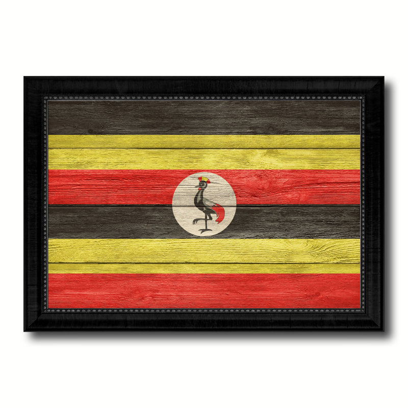 «Ouganda Country Flag», peinture sur toile encadrée, H 21 po x l 30 po x P 1 po, Noir