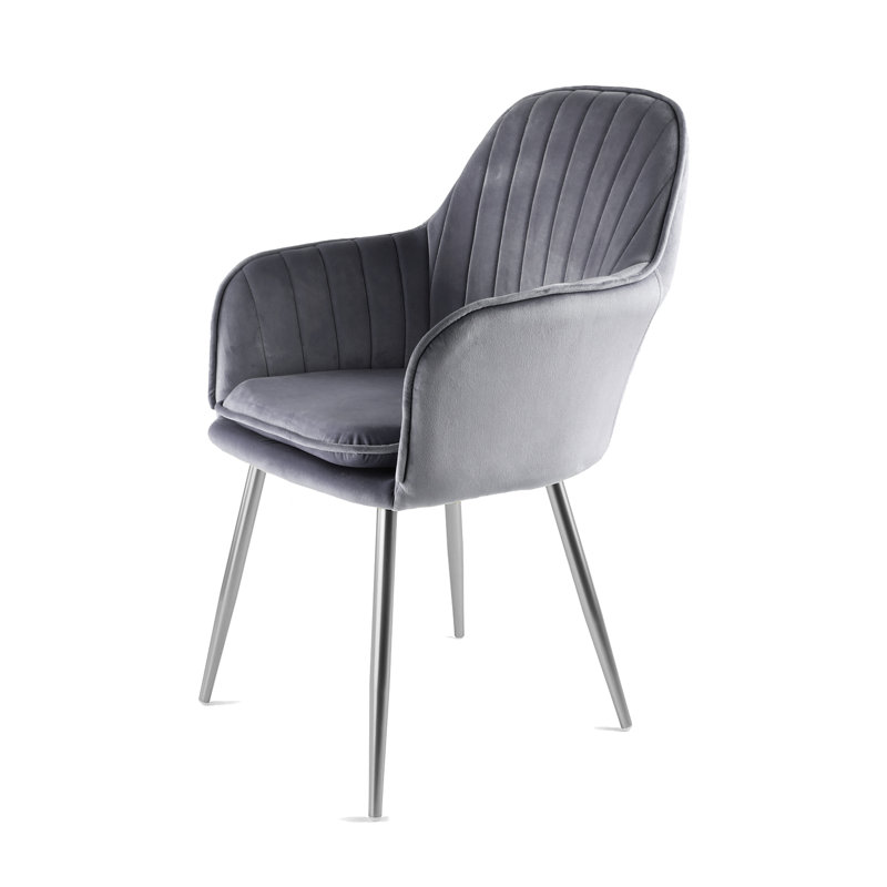Ariella Velvet Armchair, Dark Grey, Silver