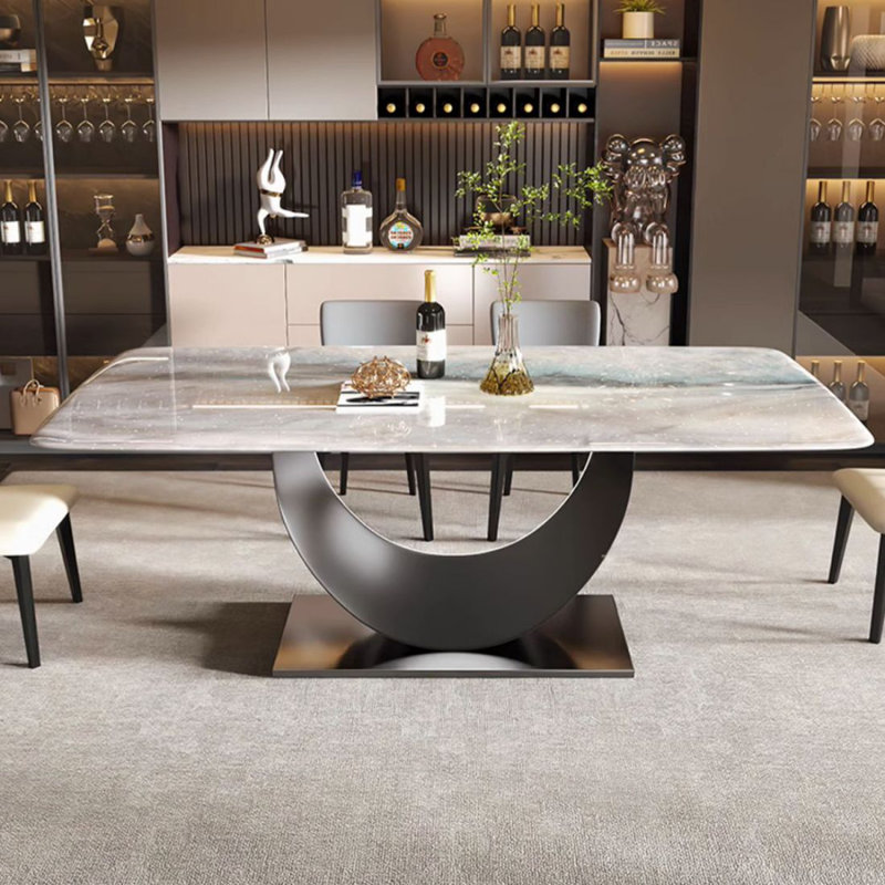 Table de salle à manger haut de gamme et luxueuse en marbre clair, 29.53"H x 62.99"L x 35.43"W
