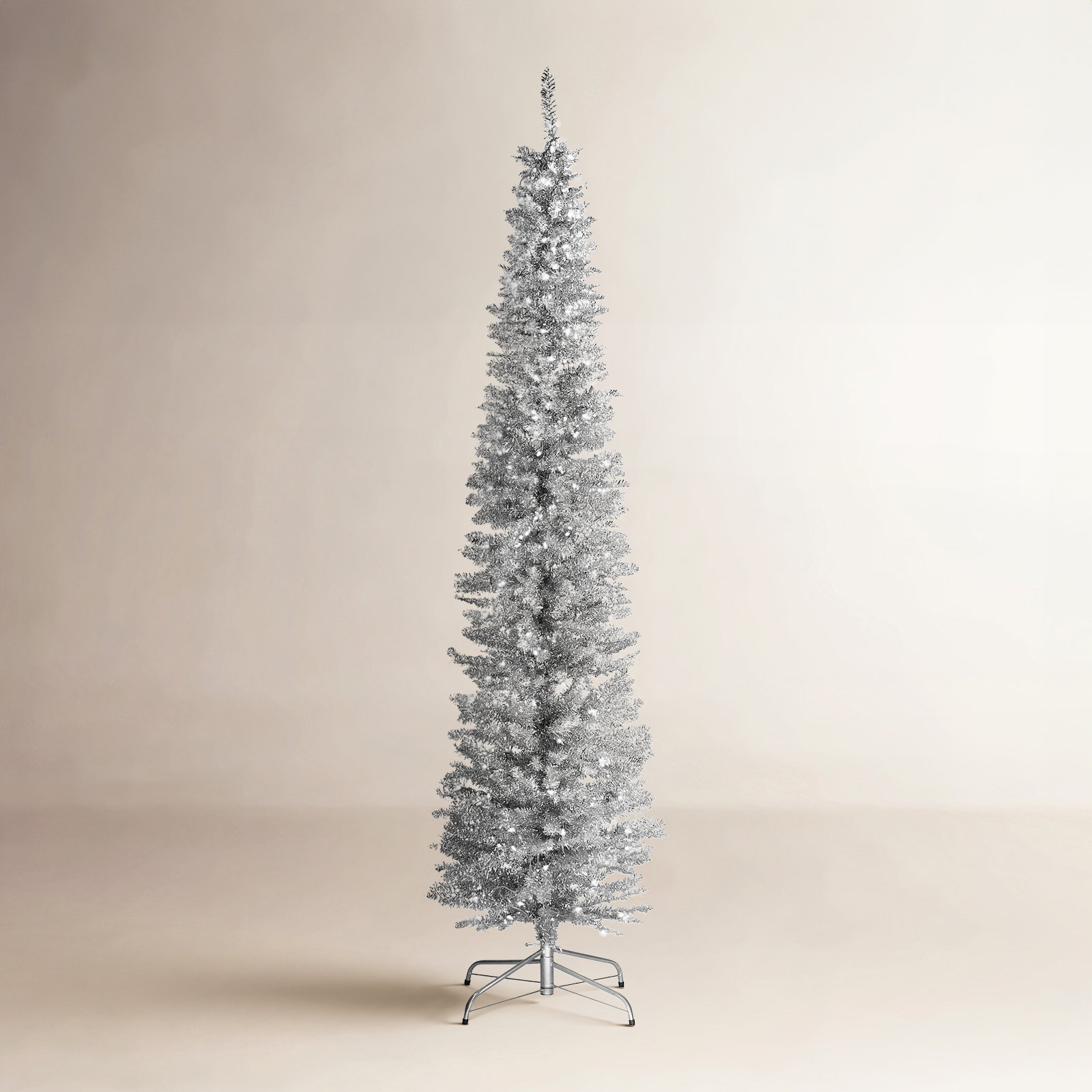 Silver Pre-Lit Pine Christmas Tree, 6'