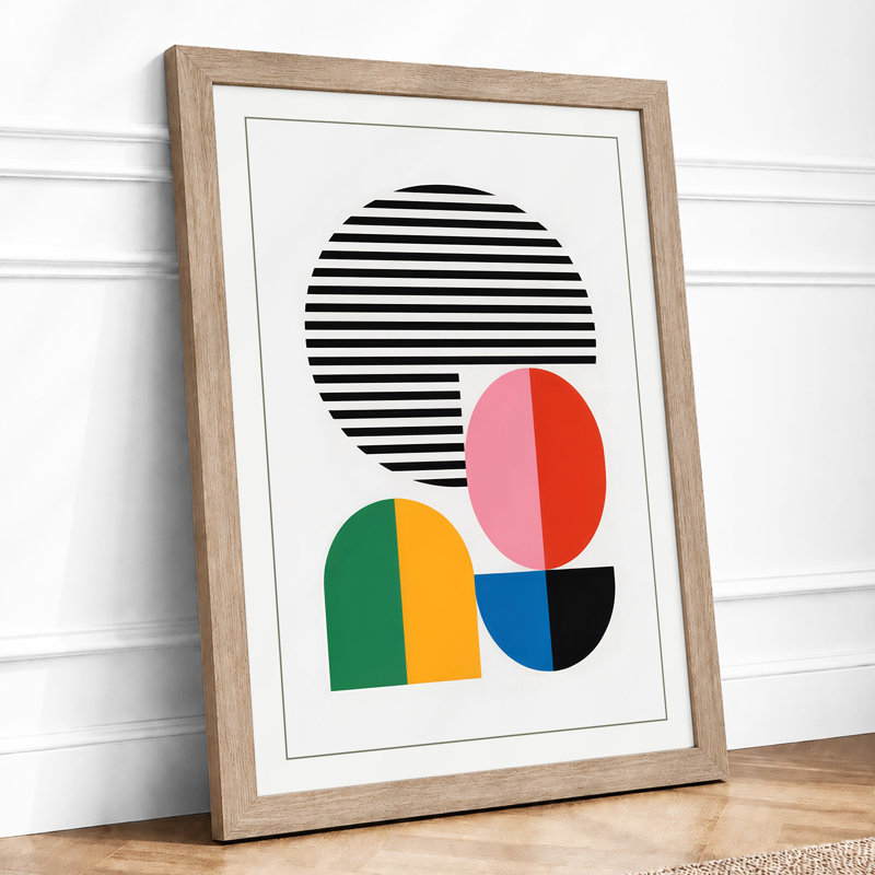 Playful Geometry Geometric - Framed Print, A4 - 29.7 x 21.0 cm, Oak
