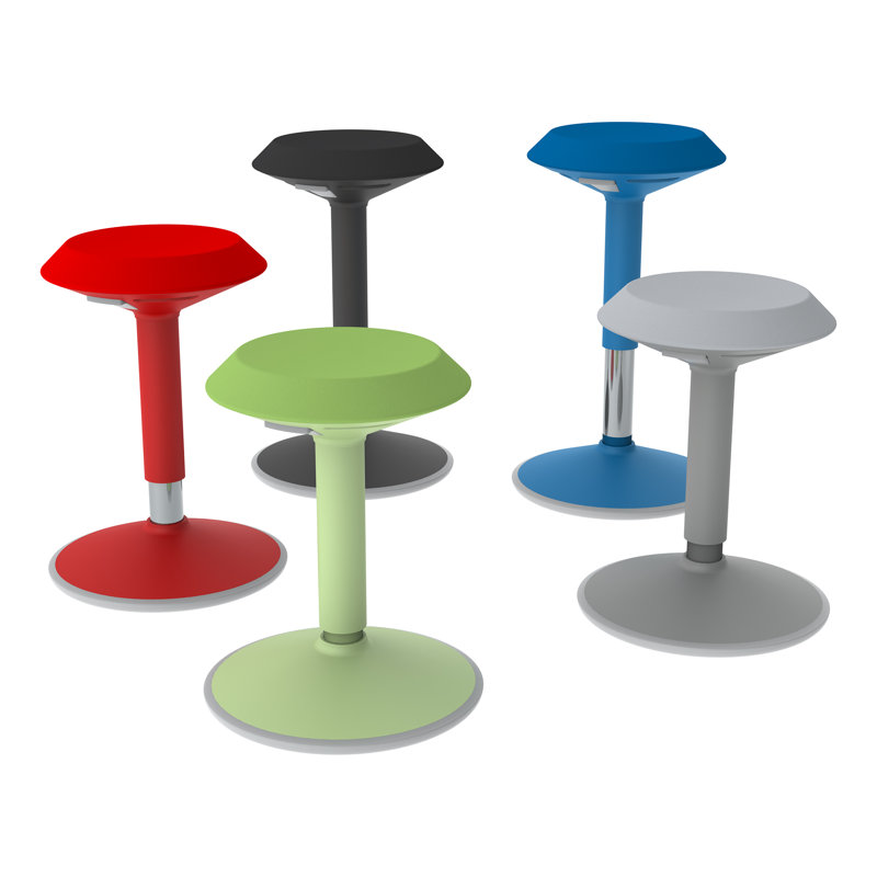Height-Adjustable Classroom Backless Active Motion Stool with Padded Seat, Black, 17.5"