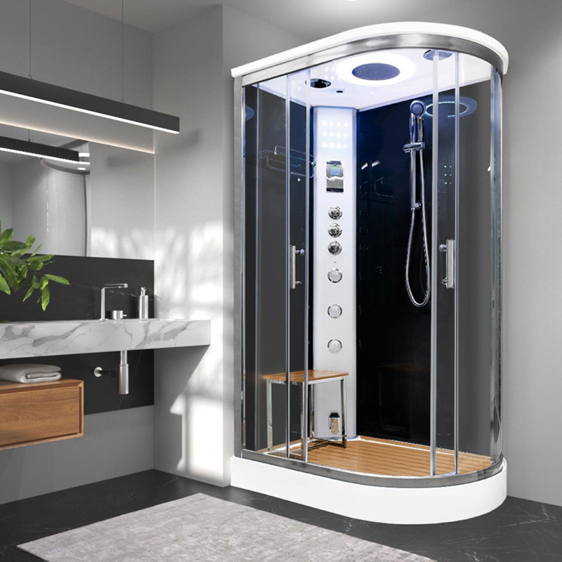  Clearwater 1200 Left Steam Shower 1200 x 800-Black, Black
