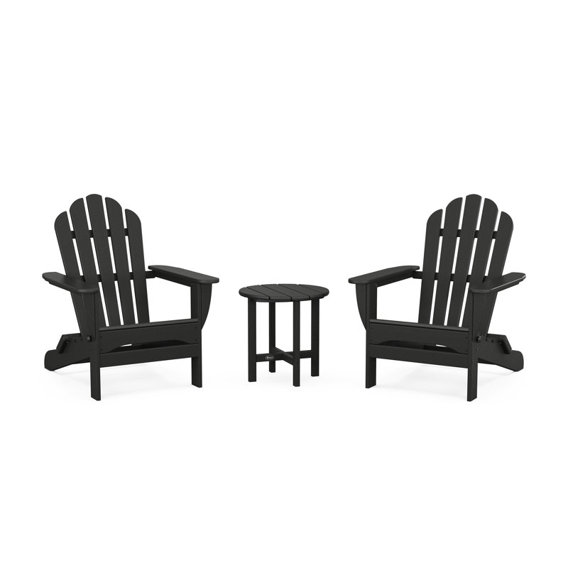 Ensemble 3 pièces Adirondack pliable Monterey Bay, Noir anthracite