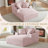 66" Oversized Chaise Lounge Chair Indoor - Boneless Lounge Chair with 2 Cup Holders and 2 Storage Pockets, Deep Seat Reading Chairs for Living Room, Bedroom, Apartment, Office (Single, Pink)-192622994
