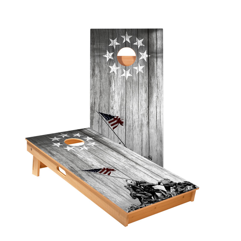 Raise The Flag Star Cornhole Boards, Oak