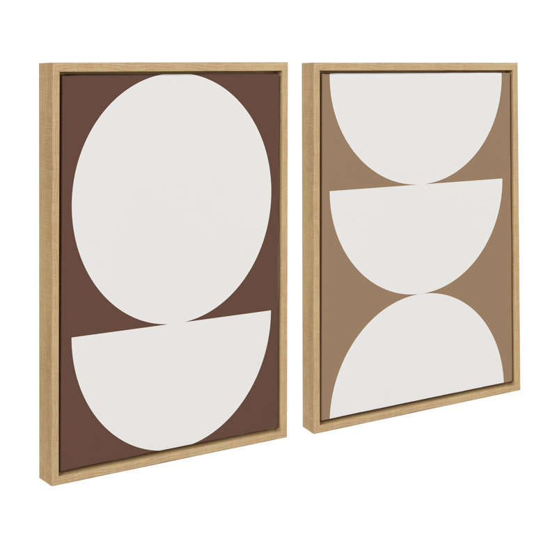Earthy Boho Geometric 1 Brown and Earthy Boho Geometric 2 Terra Cotta by The Creative Bunch Studio Framed Canvas Wall Art Set