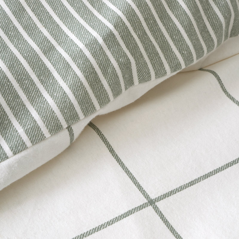 Brushed Regal Check Cotton Reversible Duvet Cover Set, King Size Bed (230 x 220 cm), Green