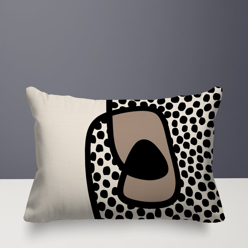Coussin lombaire réversible intérieur / extérieur Jai Abstract, H 14 po x l 20 po, Noir, noir, noir, noir