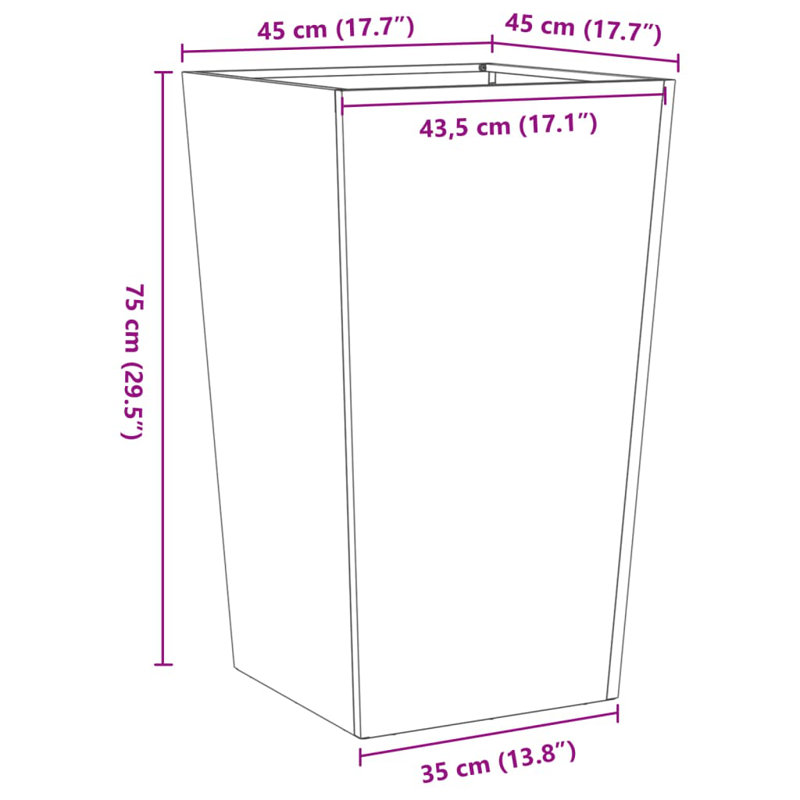 Raice Planter Box, Olive Green, 75cm H x 45cm W x 45cm D