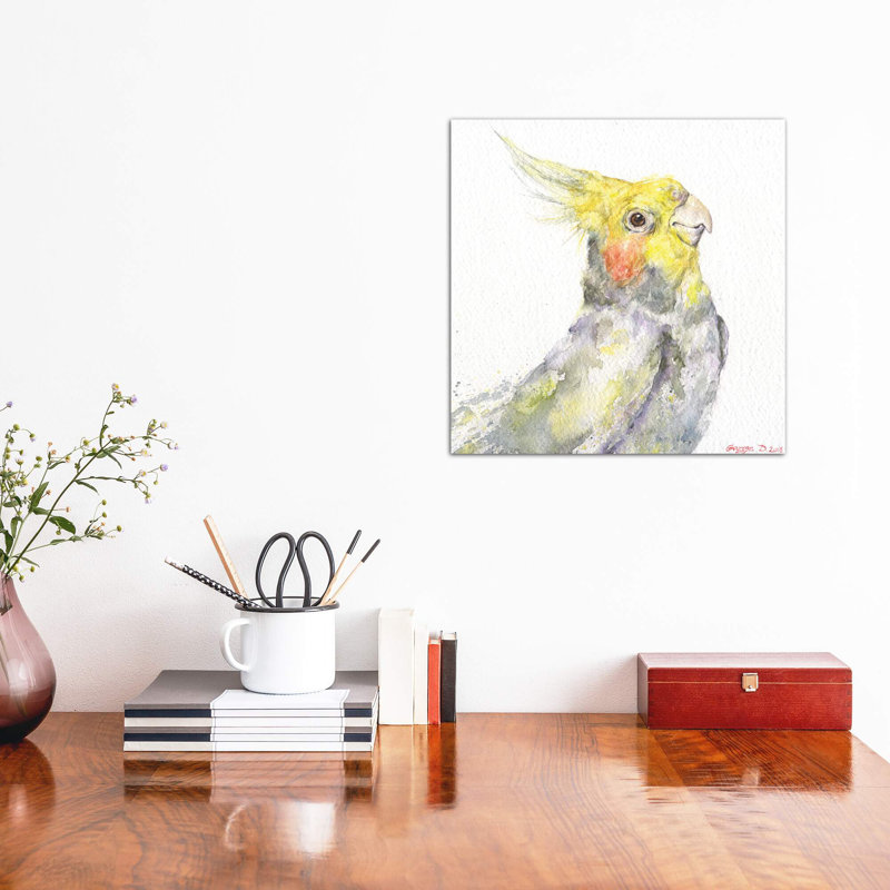 Art sur toile perroquet, Toile tendue, H 12 po x l 12 po x P 0,75 po