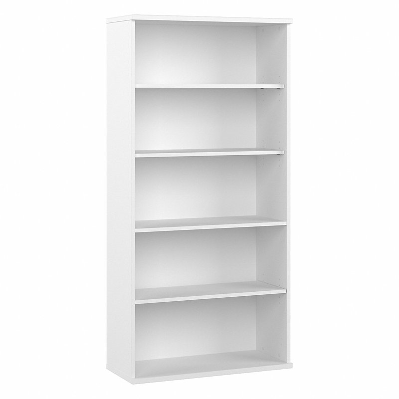 Bush Business Furniture Hybrid Tall 5 Shelf Bookcase, White