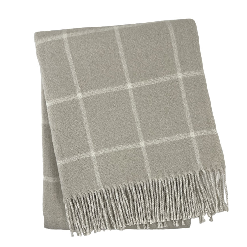 Small Check Pattern Throw, 67" L x 50" W, Denim/Cream Small Check Pattern