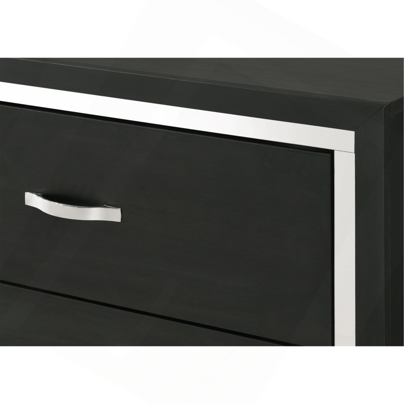 Mobilier de chambre à coucher moderne en bois noir élégant avec commode et commode 1 pièce Glam