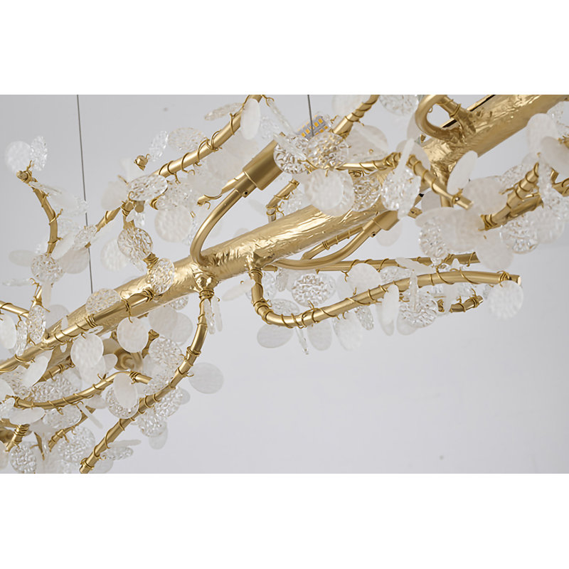 Lustre en aluminium doré 16 lumières avec verre transparent