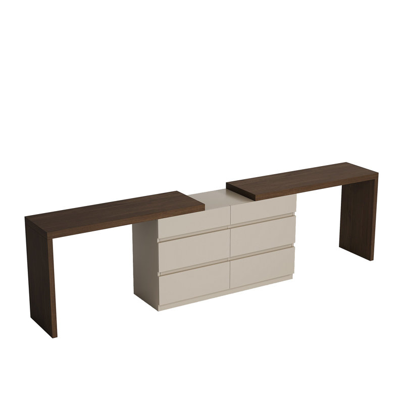 Vetalize Modern Home Office Expandable Dresser Desk Combo with Storage Drawers