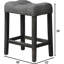 De 2 tabourets de salle à manger à hauteur de comptoir transitionnels gris anthracite avec repose-pieds et siège rembourrés, revêtement en mélange de lin, structure en bois d'ingénierie, tissu de cuisine à installation rapide, pour plus de stabilité