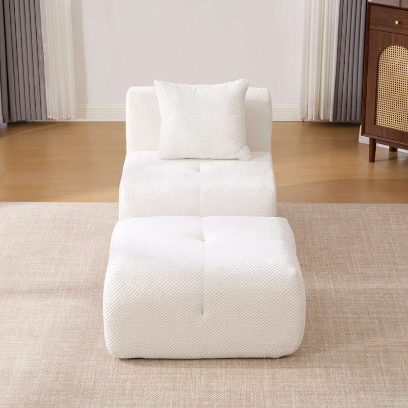 Ensemble de fauteuil d'appoint modulaire sans accoudoirs avec repose-pieds 31 po, Ivoire ivoire