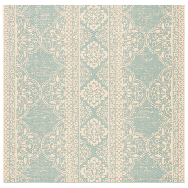 Danya Cream/Aqua Indoor/Outdoor Area Rug