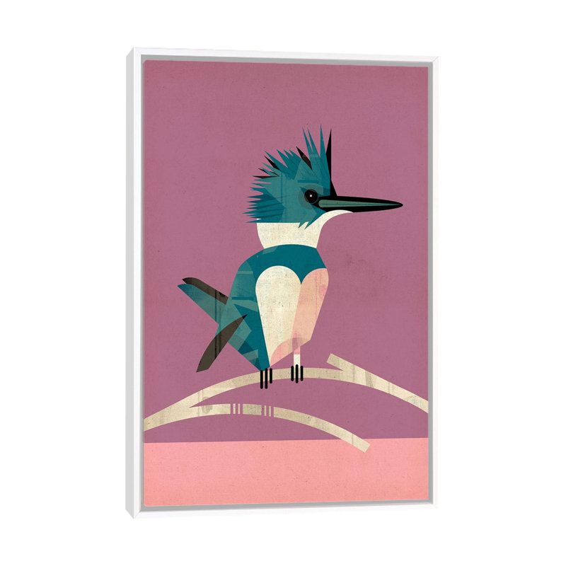 Kingfisher by Dieter Braun - Print on Canvas, 101.6 cm H x 66.04 cm W, White Framed