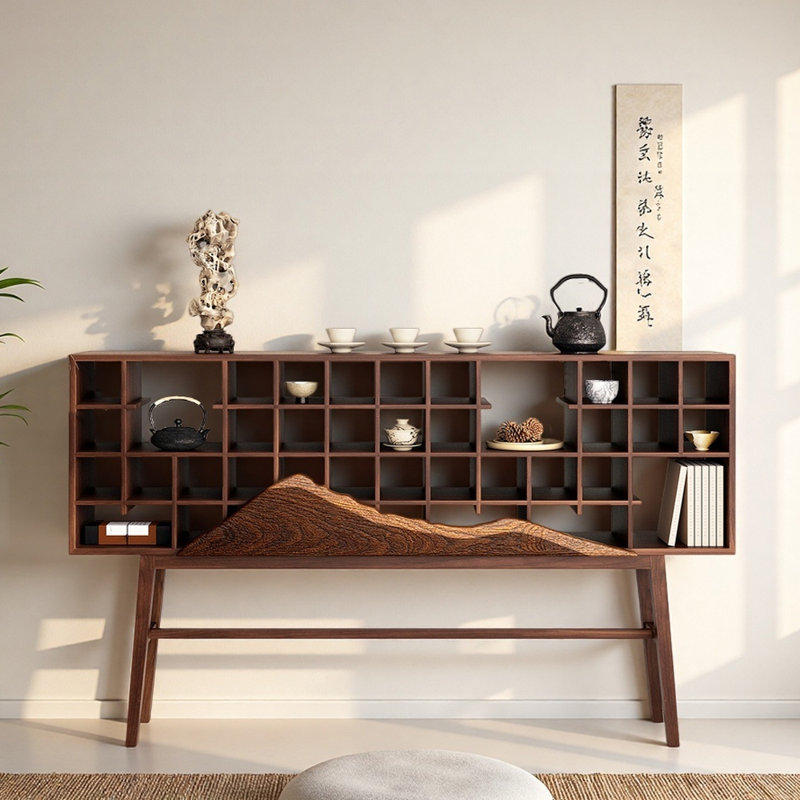 Armoire de vestibule de style Wabi-Sabi, H 44,1 po x l 70,9 po x P 11 po