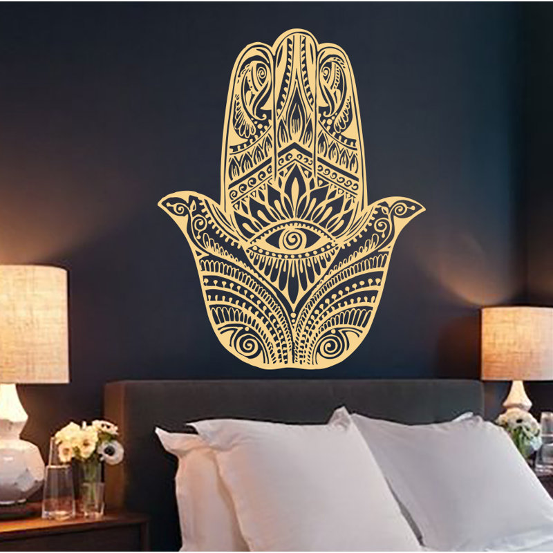Décalcomanie murale yeux à main hamsa Eli, Crème