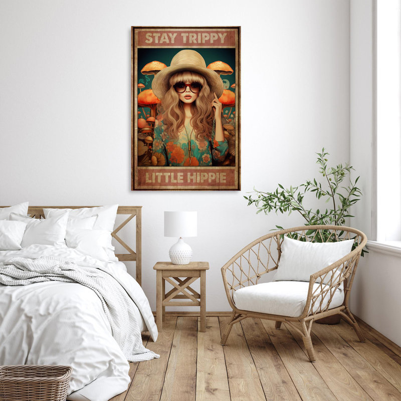 Woman Stay Trippy Little Hippie - 1 Piece Rectangle Graphic Art Print On Wrapped Canvas _0032, H 36 po x l 24 po x P 1,25 po