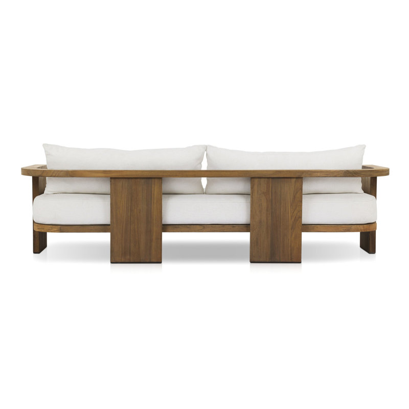 Tahana Outdoor 4 - Seat Patio Sofa, Brown Wood, White