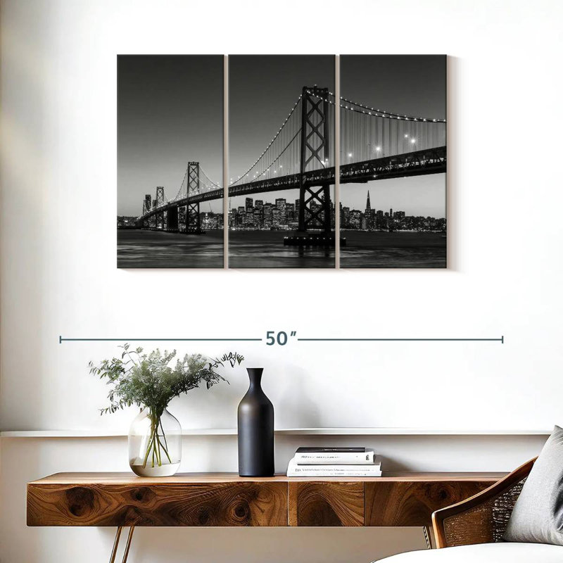 Lilie Bay Bridge In Black And White, 24" H x 38" W