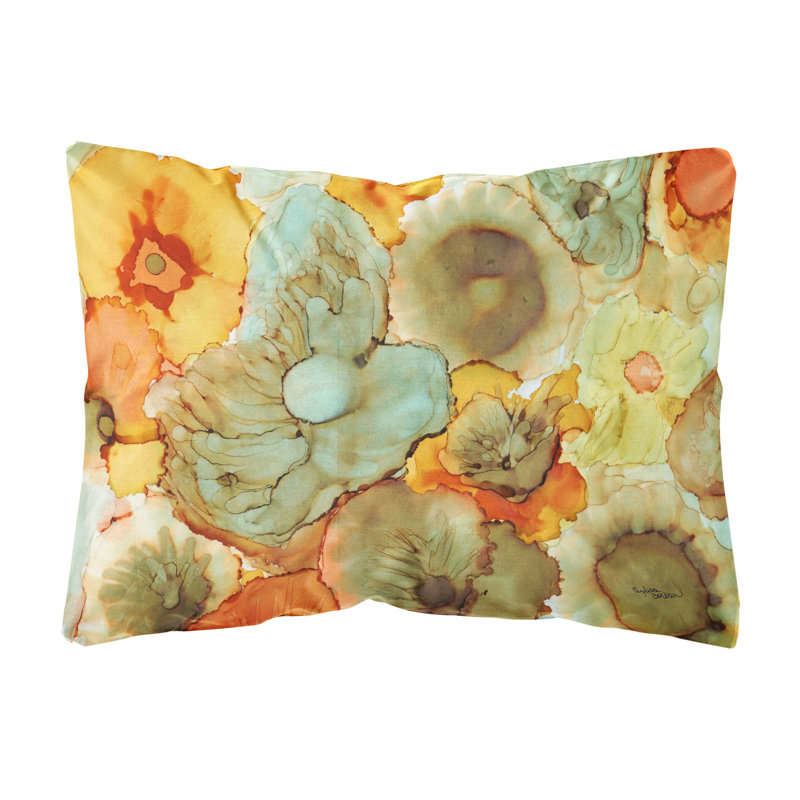  Abstract Flowers Fabric Indoor/Outdoor Throw Pillow