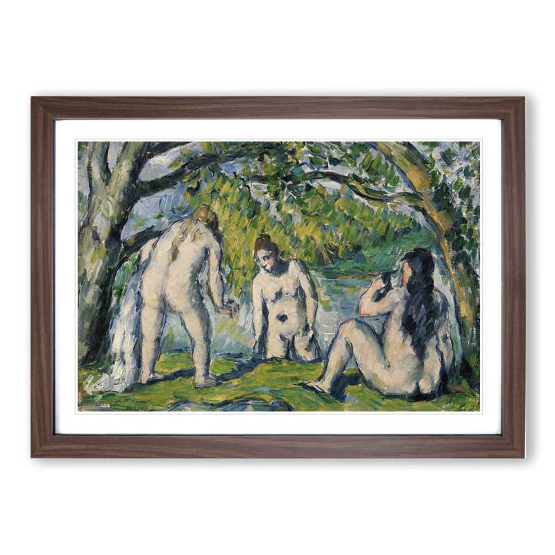 Three Bathers by Paul Cezanne - Picture Frame Painting, Walnut, 27cm H x 36cm W x 2cm D