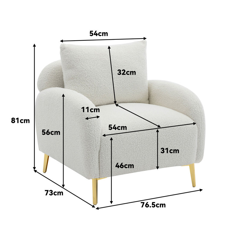 Fessenden Upholstered Armchair, White Teddy